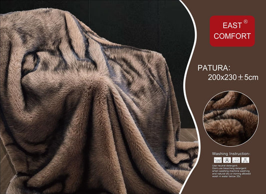 Patura Luxury Pufoasa din Blanita Artificiala De Nurca, Maro-D9210