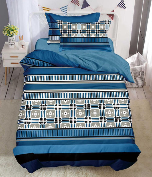 Lenjerie Finet 4 Piese 1 Persoana, cu Elastic, Ethno-Blue Modern-V10755