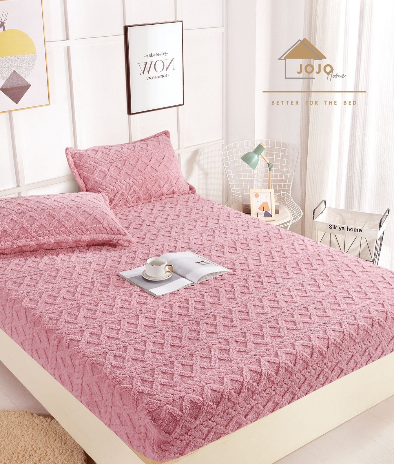 Husa Cocolino tip Tricot, cu Elastic+2 Fete de Perna, Roz-C4637