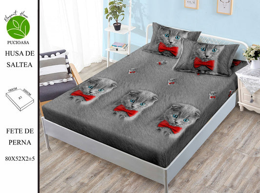 Husa de Pat cu Elastic, Din Finet, 180x200cm+2 fete de Perna-H8319