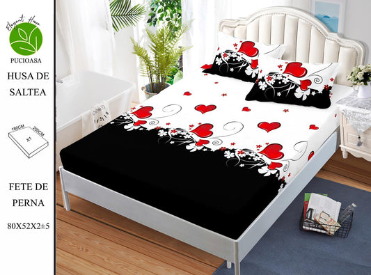 Husa de Pat cu Elastic, Din Finet, 180x200cm+2 fete de Perna-H8317