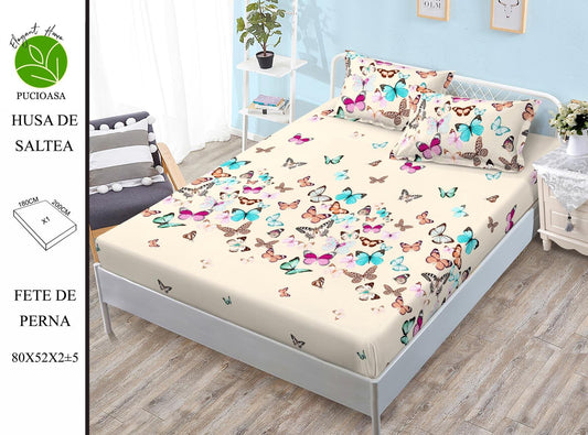 Husa de Pat cu Elastic, Din Finet, 180x200cm+2 fete de Perna-H8314