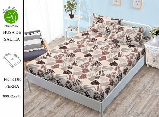 Husa de Pat cu Elastic, Din Finet, 180x200cm+2 fete de Perna-H8315