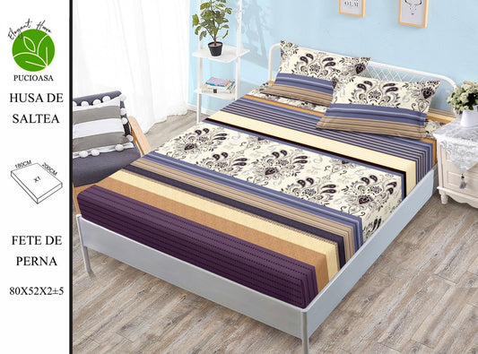 Husa de Pat cu Elastic, Din Finet, 180x200cm+2 fete de Perna-H8328