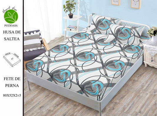 Husa de Pat cu Elastic, Din Finet, 180x200cm+2 fete de Perna-H8323