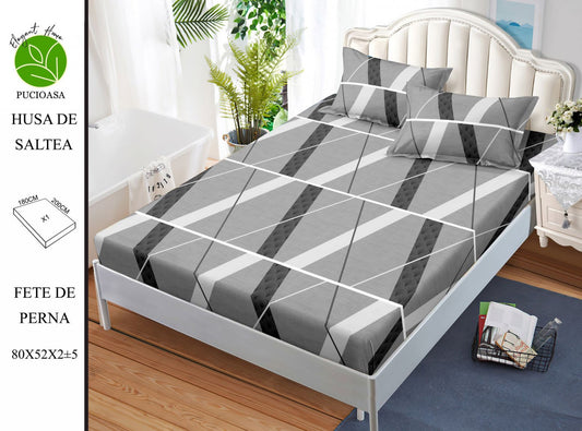 Husa de Pat cu Elastic, Din Finet, 180x200cm+2 fete de Perna-H8326