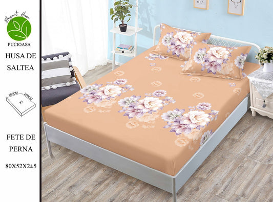 Husa de Pat cu Elastic, Din Finet, 180x200cm+2 fete de Perna-H8322