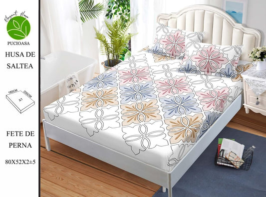 Husa de Pat cu Elastic, Din Finet, 180x200cm+2 fete de Perna-H8334