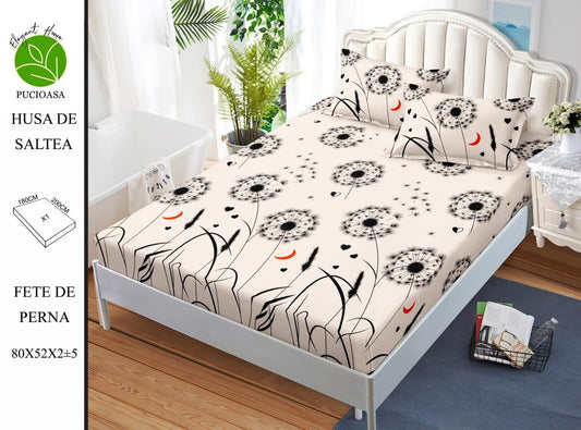 Husa de Pat cu Elastic, Din Finet, 180x200cm+2 fete de Perna-H8331