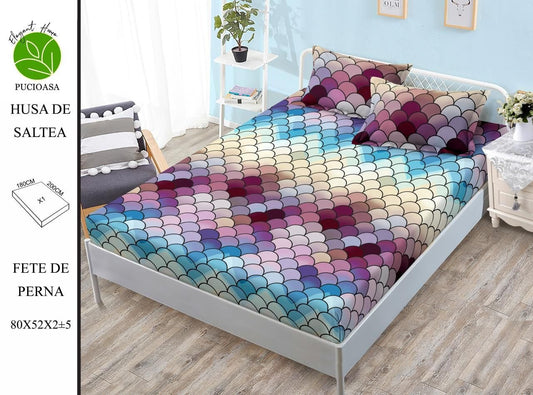 Husa de Pat cu Elastic, Din Finet, 180x200cm+2 fete de Perna-H8340