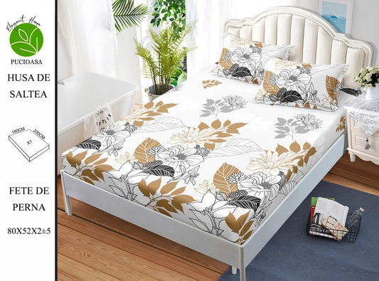 Husa de Pat cu Elastic, Din Finet, 180x200cm+2 fete de Perna-H8337