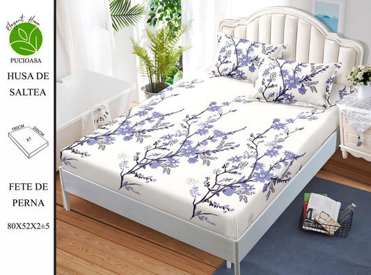 Husa de Pat cu Elastic, Din Finet, 180x200cm+2 fete de Perna-H8346