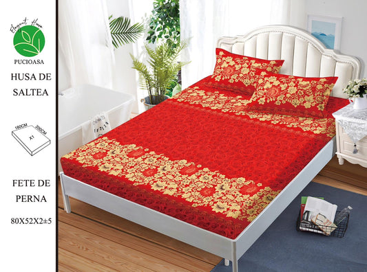 Husa de Pat cu Elastic, Din Finet, 180x200cm+2 fete de Perna-H8356