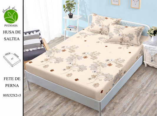 Husa de Pat cu Elastic, Din Finet, 180x200cm+2 fete de Perna-H8351