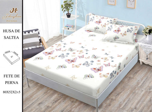 Husa de Pat cu Elastic, Din Finet, 180x200cm+2 fete de Perna-H8369