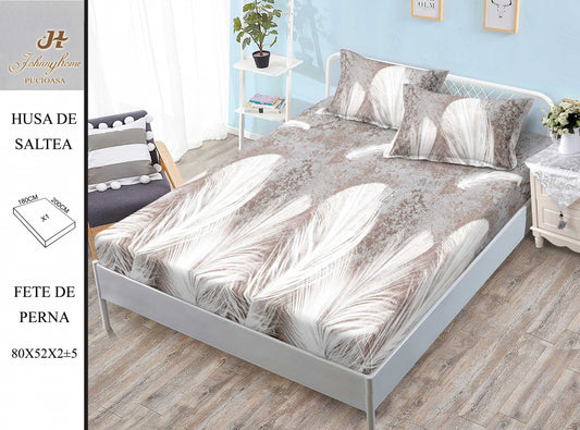 Husa de Pat cu Elastic, Din Finet, 180x200cm+2 fete de Perna-H8373