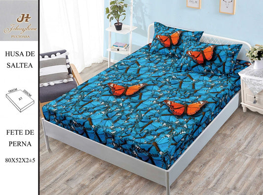 Husa de Pat cu Elastic, Din Finet, 180x200cm+2 fete de Perna-H8375