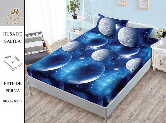 Husa de Pat cu Elastic, Din Finet, 180x200cm+2 fete de Perna-H8371