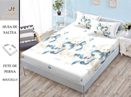 Husa de Pat cu Elastic, Din Finet, 180x200cm+2 fete de Perna-H8374