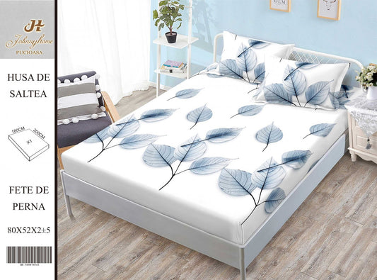 Husa de Pat cu Elastic, Din Finet, 180x200cm+2 fete de Perna-H8382