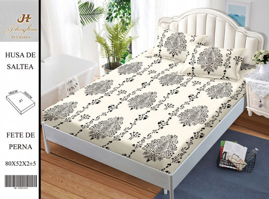 Husa de Pat cu Elastic, Din Finet, 180x200cm+2 fete de Perna-H8381