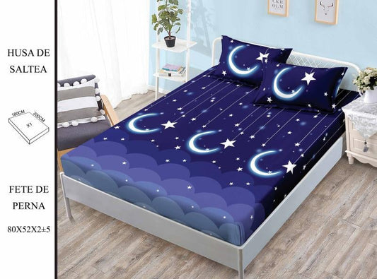 Husa de Pat cu Elastic, Din Finet, 180x200cm+2 fete de Perna-H8384