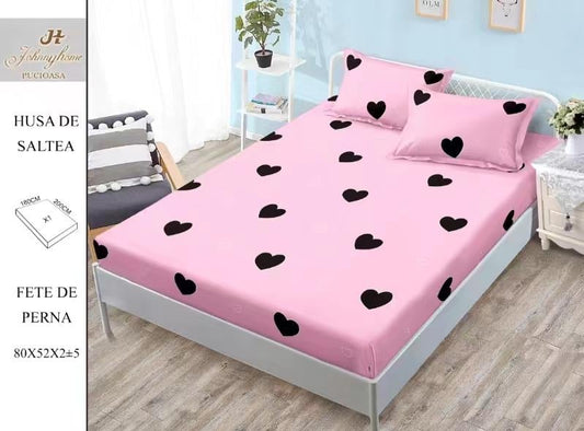 Husa de Pat cu Elastic, Din Finet, 180x200cm+2 fete de Perna-H8407