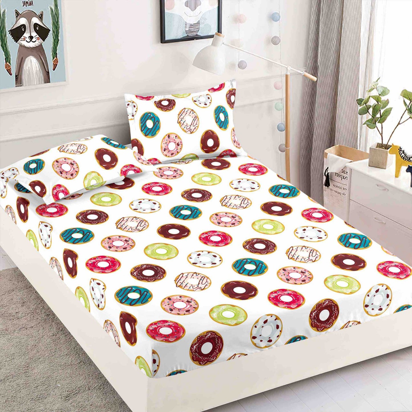 Husa de Pat cu Elastic, Din Finet, 180x200cm+2 fete de perna, Gogosele-C7527