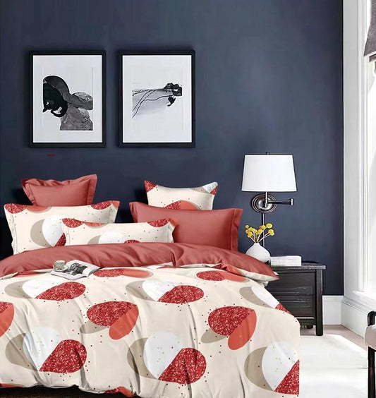 Lenjerie Pat Dublu din Finet, 6 Piese, Inimioare-D9897