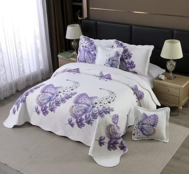 Cuvertura de Pat, 5 piese, din Bumbac Finetat, Fluturasi-D5953