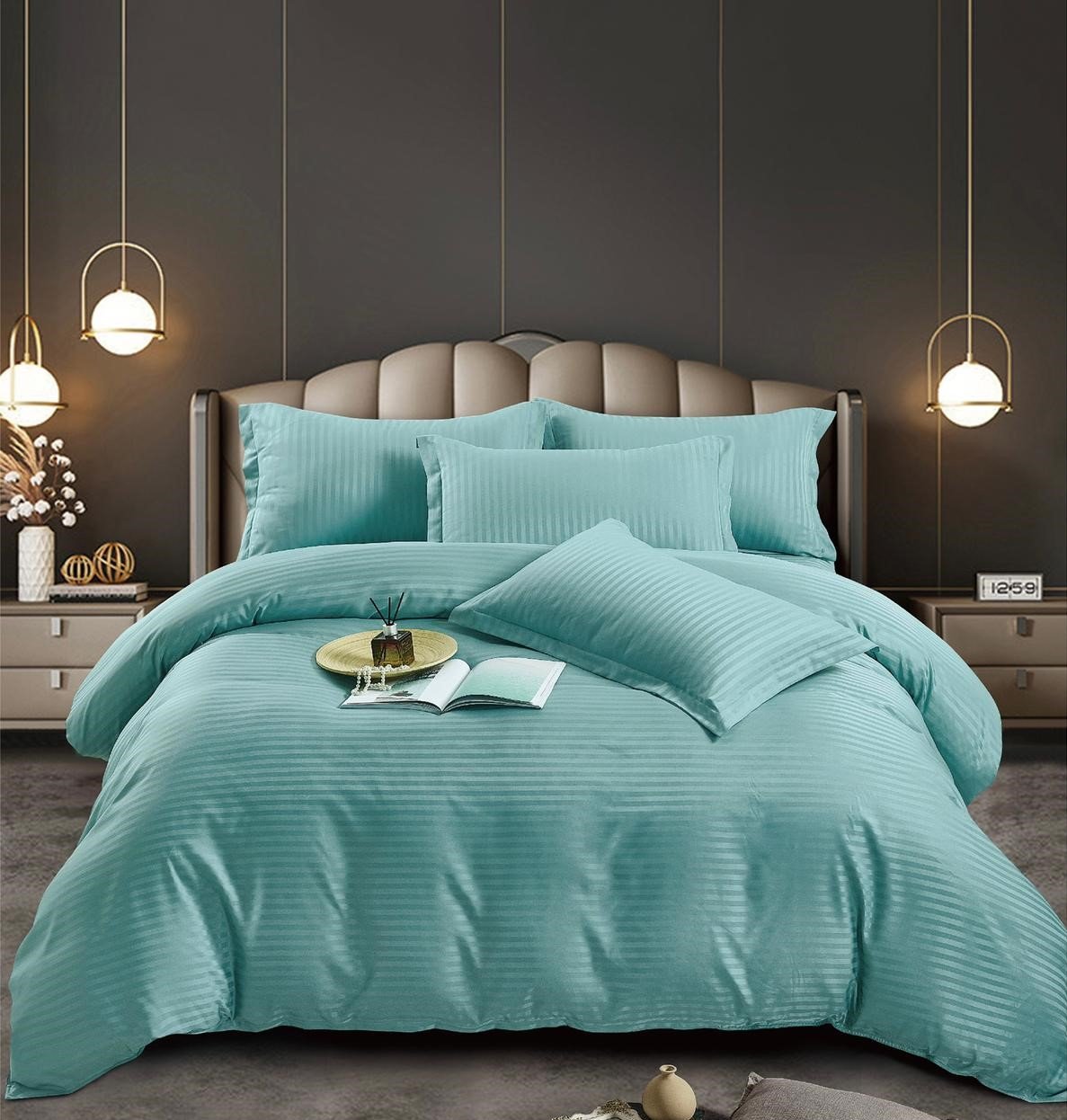 Lenjerie Bumbac Damasc 4 Piese,1 Persoana,Vernil-C5070