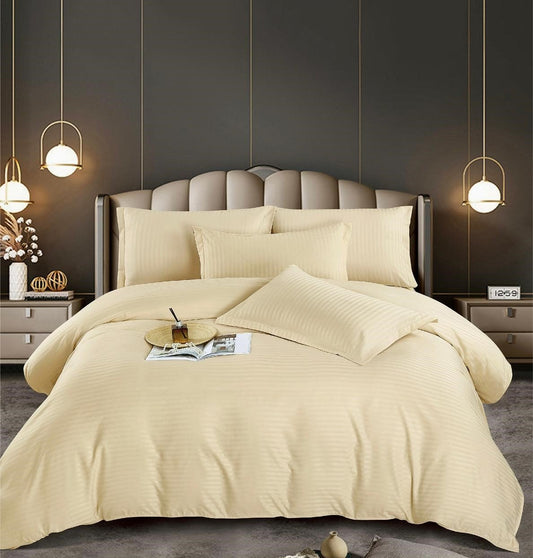 Lenjerie Bumbac Damasc Deluxe, 6 Piese, Crem-C5057