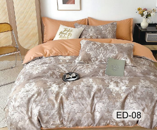 Lenjerie Bumbac Fin Superior, 7 Piese, cu 2 Cearceafuri de Pat, Flori-D8119