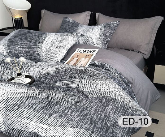 Lenjerie Bumbac Fin Superior, 7 Piese, cu 2 Cearceafuri de Pat, Abstract-D8117