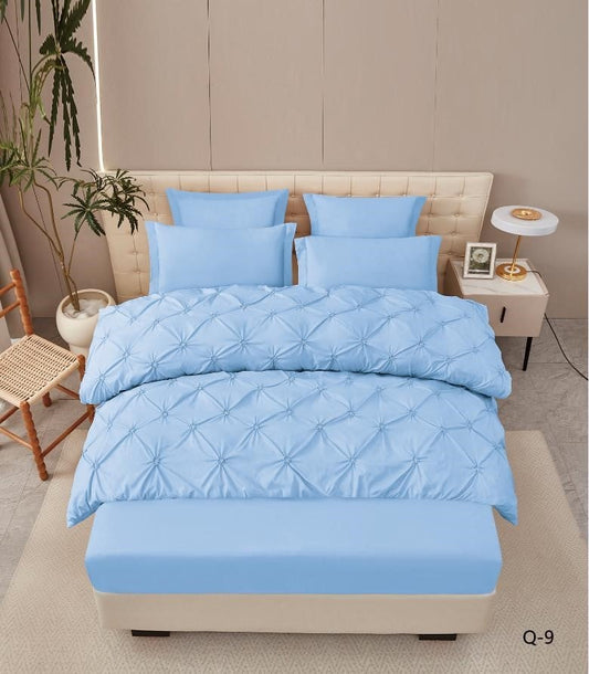 Lenjerie Finet Premium 6 Piese, cu Elastic si Pliuri Brodate, Bleu-V7941