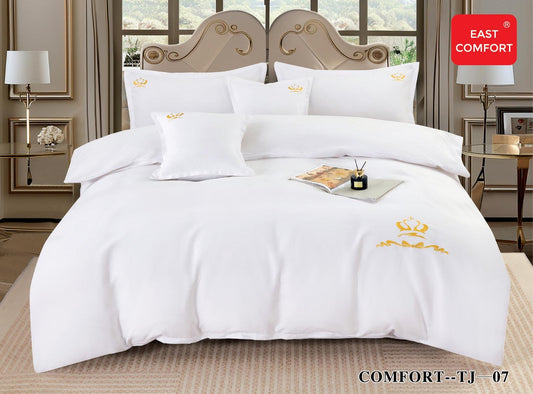 Lenjerie Bumbac Premium de Lux, 6 Piese, Alb Uni-D5981