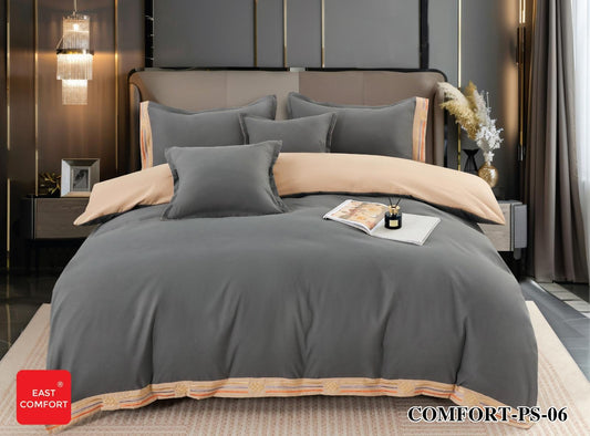 Lenjerie Bumbac Premium de Lux, 6 Piese, Gri Inchis Uni-D7763