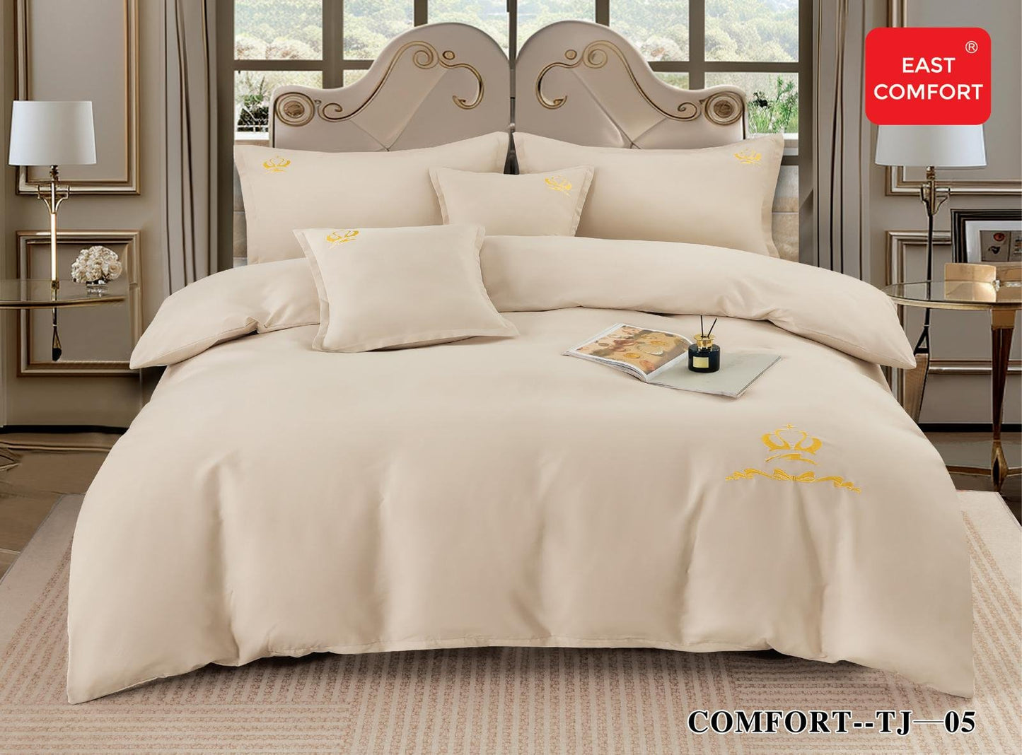 Lenjerie Bumbac Premium de Lux, 6 Piese, Bej Uni-D5977