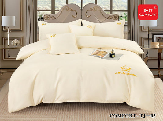 Lenjerie Bumbac Premium de Lux, 6 Piese, Gălbui Uni-D5982