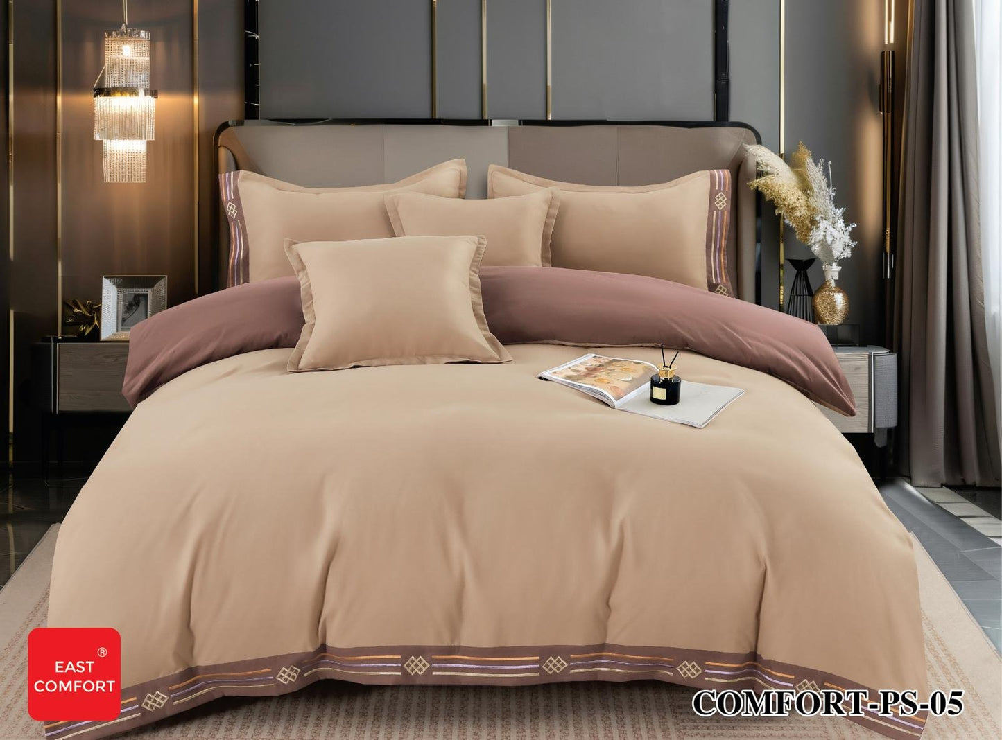 Lenjerie Bumbac Premium de Lux, 6 Piese, Bej Uni-D7760