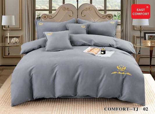 Lenjerie Bumbac Premium de Lux, 6 Piese, Gri Uni-D5976