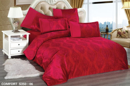 Lenjerie de Lux din Catifea, cu 6 Piese, Rosu-D3482
