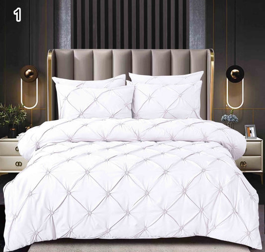 Lenjerie Bumbac Finetat Premium, Soft Touch, 6 Piese, cu Pliuri Brodate, Alb-SEP10657
