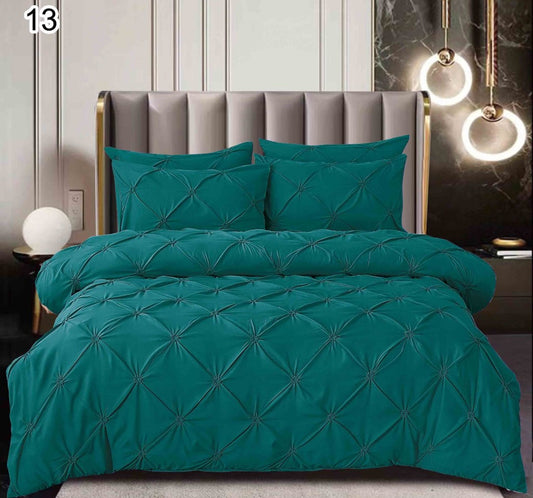 Lenjerie Bumbac Finetat Premium, Soft Touch, 6 Piese, cu Pliuri Brodate, Verde-SEP10667