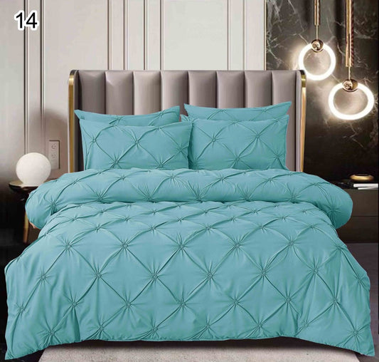 Lenjerie Bumbac Finetat Premium, Soft Touch, 6 Piese, cu Pliuri Brodate, Bleu-SEP10668