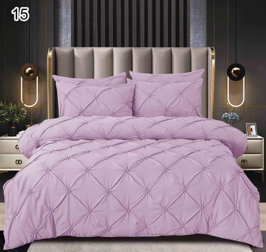Lenjerie Bumbac Finetat Premium, Soft Touch, 6 Piese, cu Pliuri Brodate, Lila-SEP10669