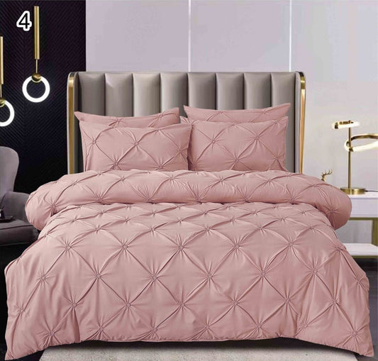Lenjerie Bumbac Finetat Premium, Soft Touch, 6 Piese, cu Pliuri Brodate, Roz Pudra-SEP10661