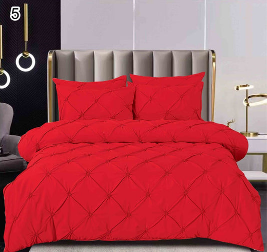 Lenjerie Bumbac Finetat Premium, Soft Touch, 6 Piese, cu Pliuri Brodate, Rosu-SEP10660