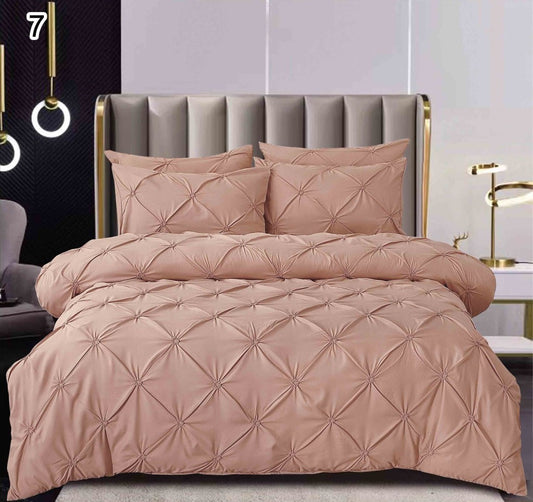 Lenjerie Bumbac Finetat Premium, Soft Touch, 6 Piese, cu Pliuri Brodate, Cappuccino-SEP10663