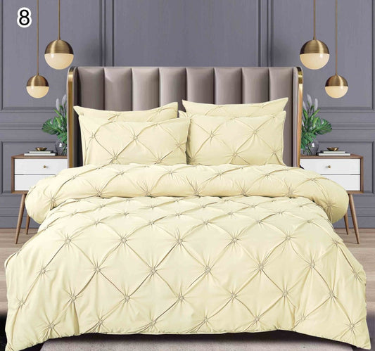 Lenjerie Bumbac Finetat Premium, Soft Touch, 6 Piese, cu Pliuri Brodate, Unt-SEP10664
